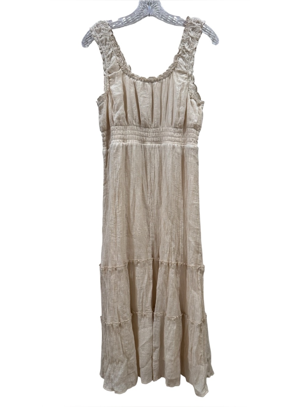 Lucky Brand SCOOP NECK TIERED MAXI DRESS IN WHISPER WHITE - Picture 2 of 4